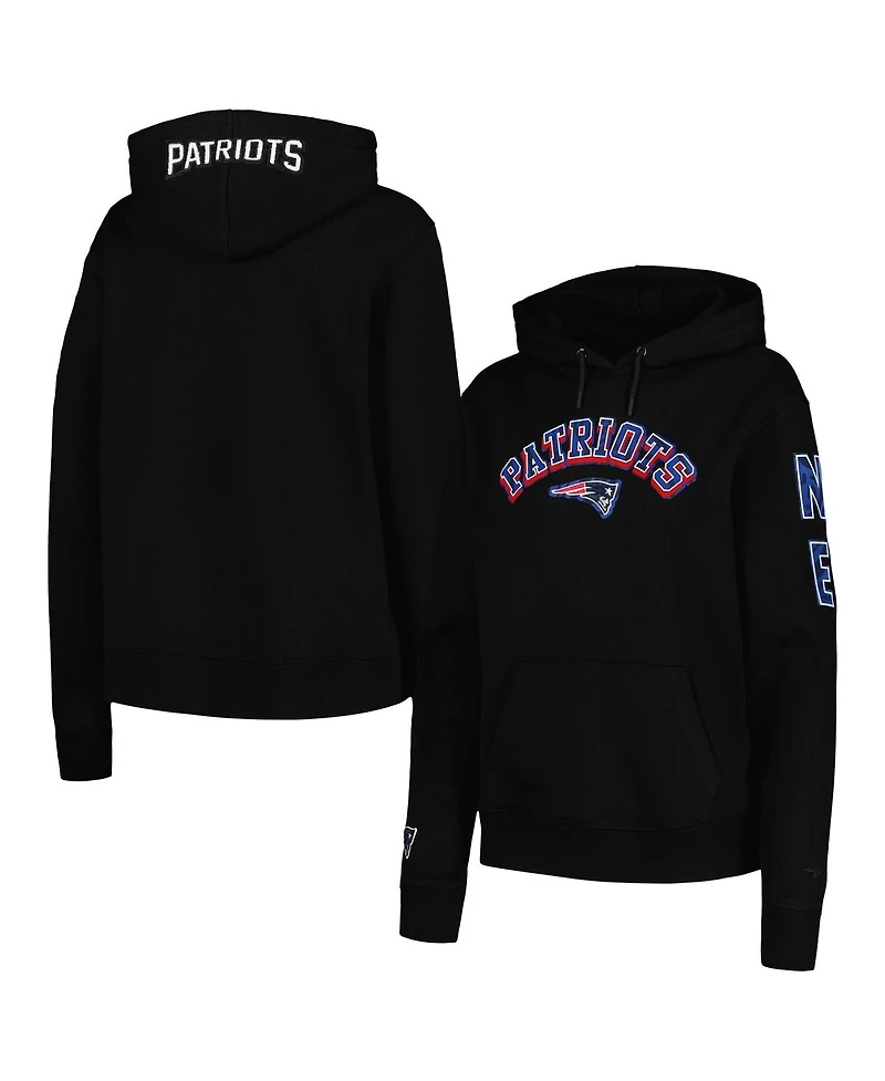 Women's Pro Standard Black New England Patriots Animal Print Fleece Pullover Hoodie