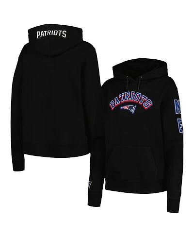 Women's Pro Standard Black New England Patriots Animal Print Fleece Pullover Hoodie