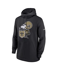 Men's Nike Black Distressed New Orleans Saints Classic Pullover Hoodie