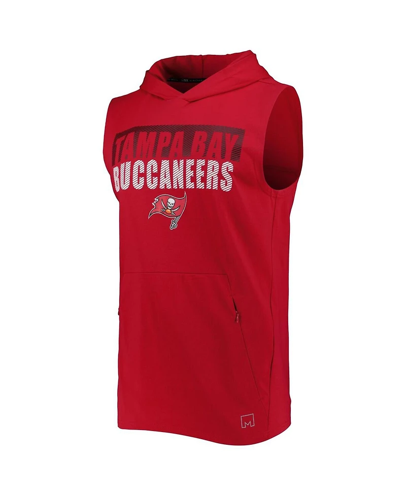 Men's Msx by Michael Strahan Red Tampa Bay Buccaneers Relay Sleeveless Pullover Hoodie