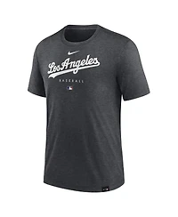 Men's Nike Heather Charcoal Los Angeles Dodgers Authentic Collection Early Work Tri-Blend Performance T-shirt