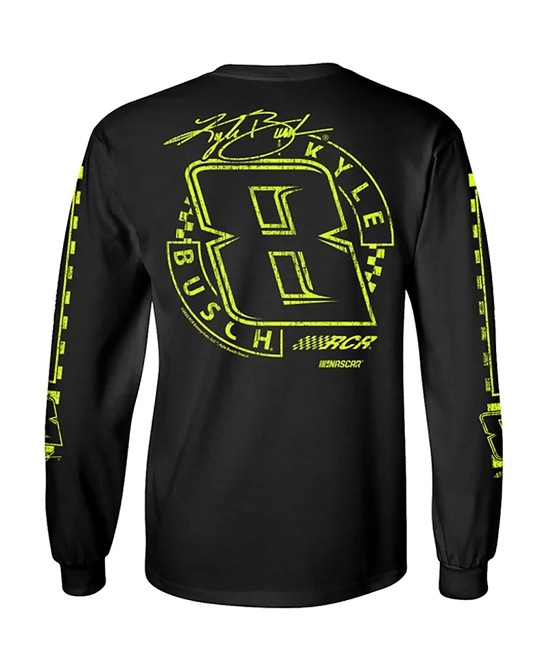 Men's Richard Childress Racing Team Collection Black Kyle Busch Lifestyle Long Sleeve T-shirt