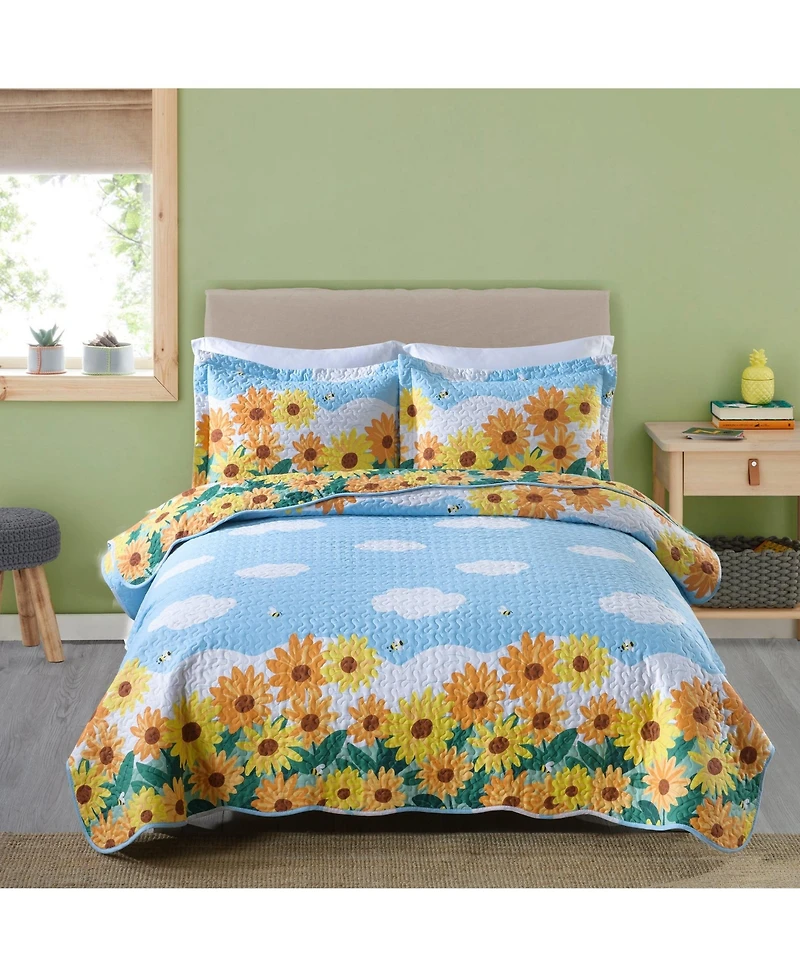 MarCielo 100% Cotton Kids Quilt Bedspread Set for Teens Girls Bedding Tyh - Twin