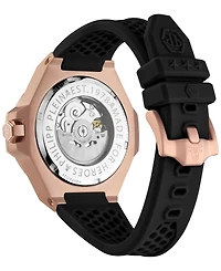 Philipp Plein Men's Automatic Skeleton Royal Black Silicone Strap Watch 46mm