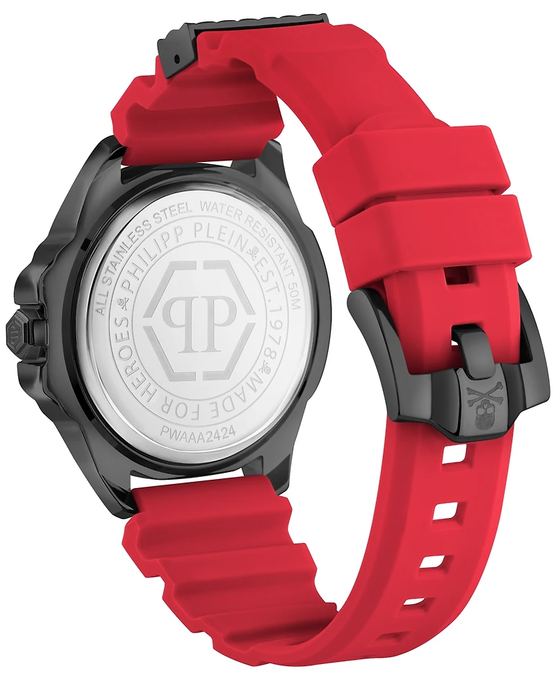 Philipp Plein Men's The Skull Red Silicone Strap Watch 44mm