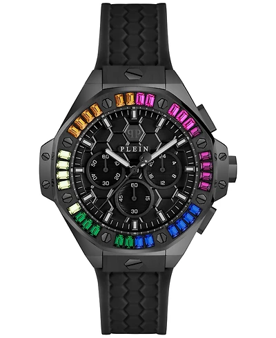 Philipp Plein Unisex Chronograph Black Silicone Strap Watch 42mm