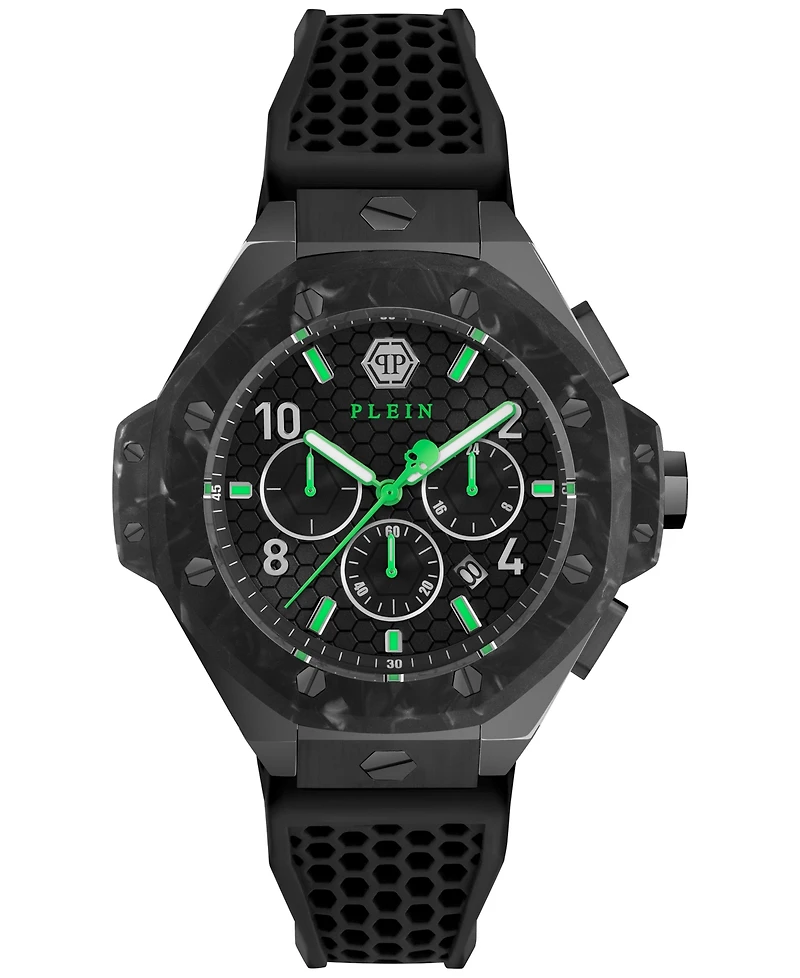 Philipp Plein Men's Chronograph Black Silicone Strap Watch 46mm