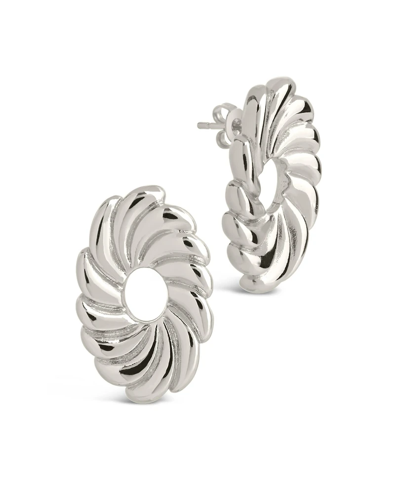 Sterling Forever Gold-Tone or Silver-Tone Round Scalloped Moulinet Studs