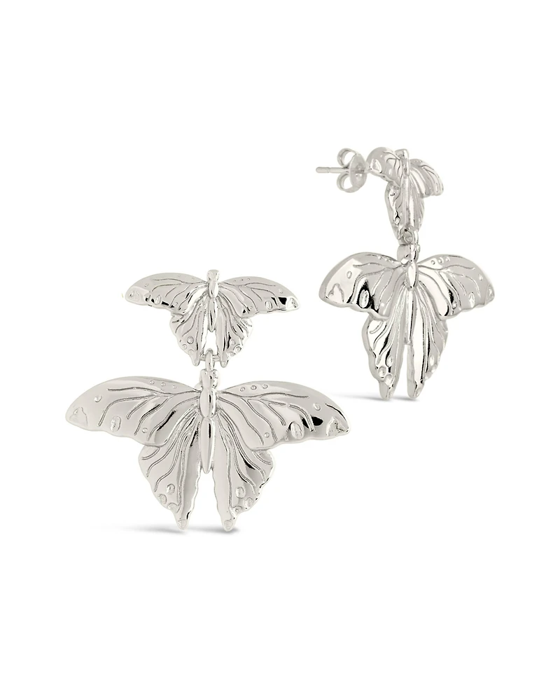 Sterling Forever Gold-Tone or Silver-Tone Butterfly Rowena Drop Studs