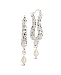 Sterling Forever Gold-Tone or Silver-Tone Drop Cultured Freshwater Pearl Sylvie Statement Hoops