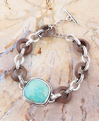 Barse Precious Genuine Turquoise Abstract Link Bracelet