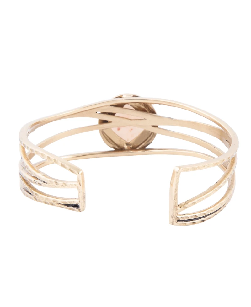 Barse Terra Genuine Peach Moonstone Kite Cuff Bracelet