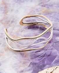Barse Fresh Genuine Bronze and Sterling Silver Abstract Cuff Bracelet
