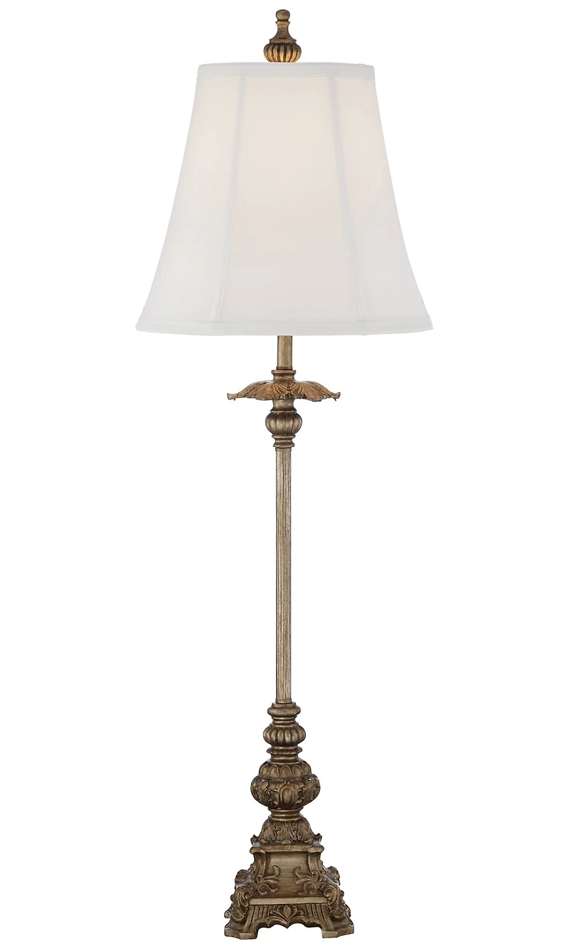 Regency Hill Juliette Traditional Buffet Table Lamps 36 1/2" Tall Set of 2 Antique Gold Ornate Base White Bell Shade for Bedroom Living Room Beds