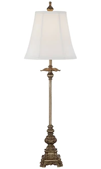 Regency Hill Juliette Traditional Buffet Table Lamps 36 1/2" Tall Set of 2 Antique Gold Ornate Base White Bell Shade for Bedroom Living Room Beds