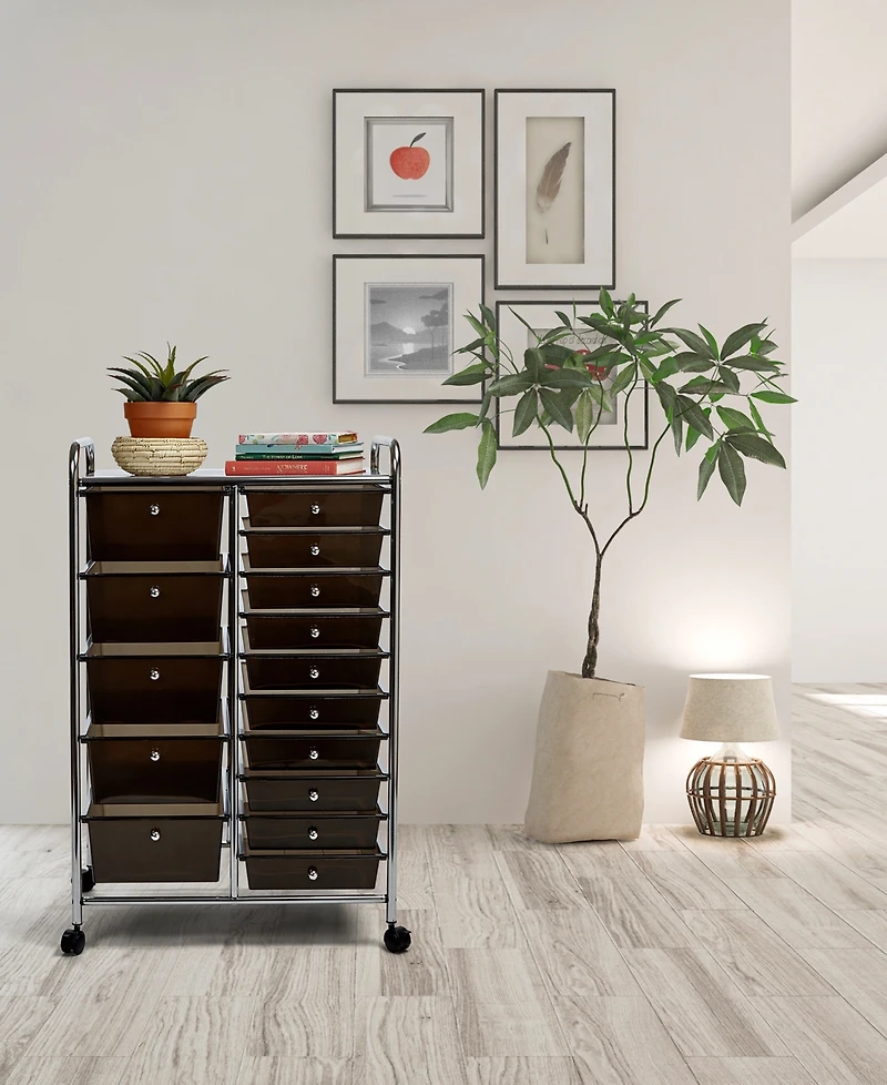 Seville Classics 15-Drawer Organizer Cart