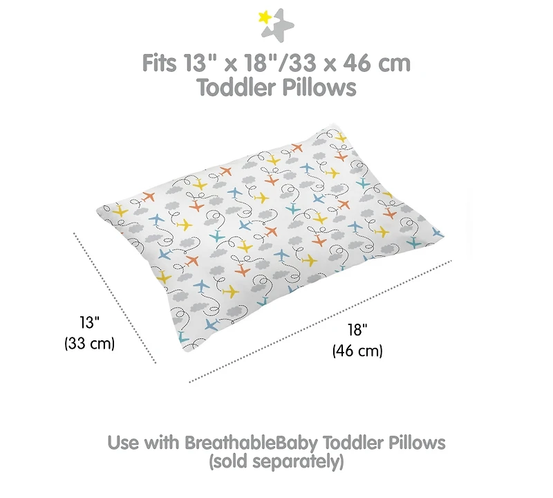 Breathable Baby Cotton Percale Pillowcase, For 13" x 18" Toddler Pillow