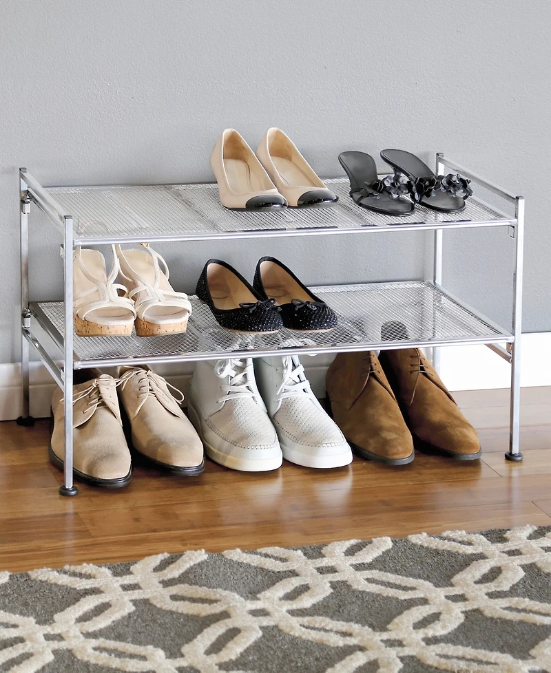 Seville Classics 4-Tier Metal Mesh Stackable Shoe Rack