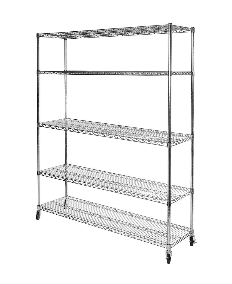 Seville Classics UltraDurable 5-Tier Nsf Steel Wire Shelving System, 60" W x 18" D x 72"-76" H