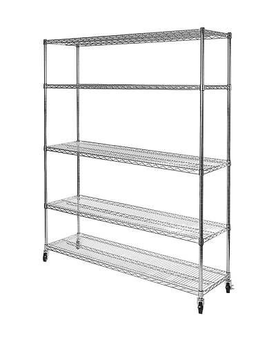 Seville Classics UltraDurable 5-Tier Nsf Steel Wire Shelving System, 60" W x 18" D x 72"-76" H