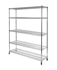 Seville Classics UltraDurable 5-Tier Nsf Steel Wire Shelving System, 60" W x 18" D x 72"-76" H