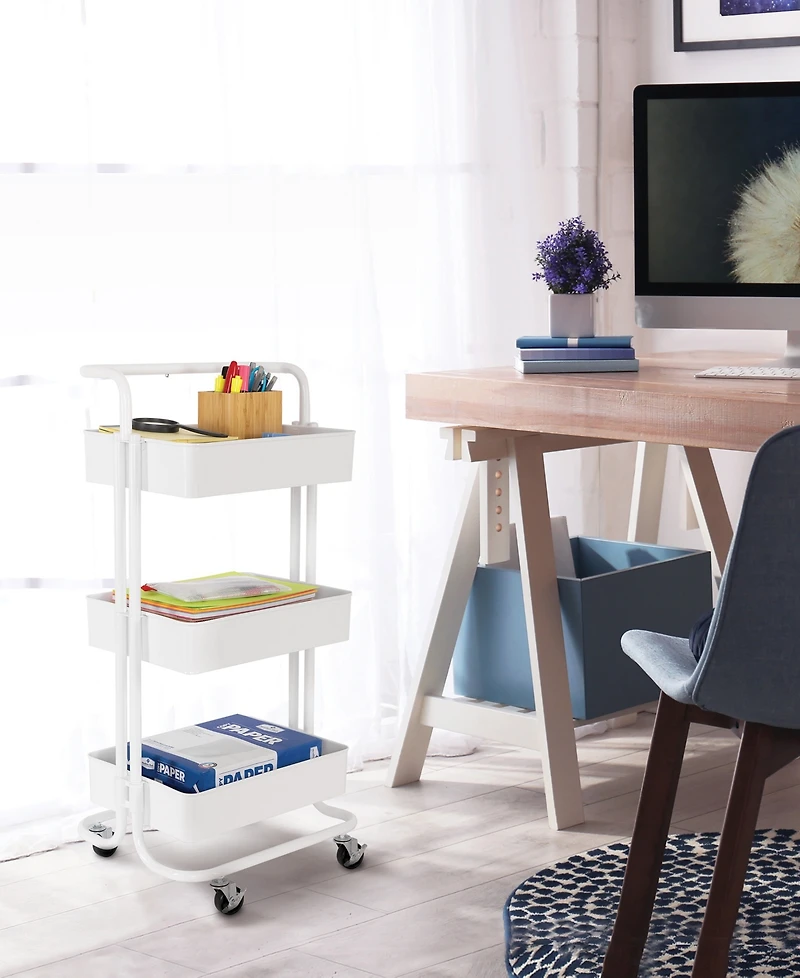 Seville Classics 3-Tier Steel Cart with Handle