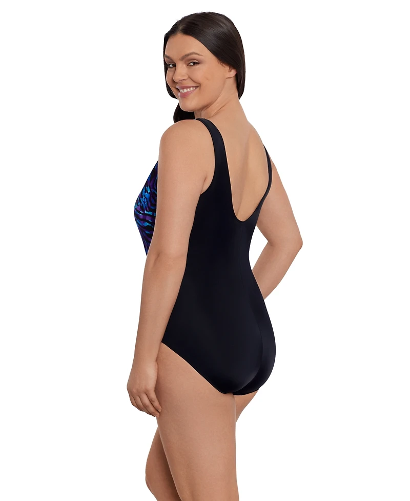 Longitude by Mimi Flamingo Women's Longitude Belted Surplice One-Piece Swimsuit
