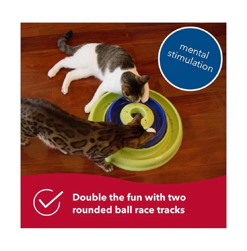 Coastal Pet Turbo Catnip Hurricane Cat Toy - Interactive Double Cat Toy Ball Track - for Cats and Kittens - Green and Blue - 16"