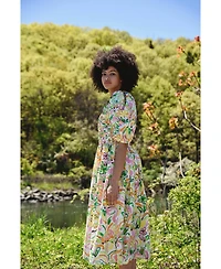 Jessie Zhao New York Wonderland Floral Taffeta Midi Dress