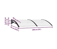vidaXL Door Canopy Black and Transparent 78.7"x29.5" Pc