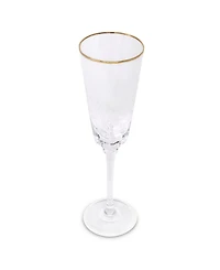 Vivience Square Shaped Rim Hammered Flute Glasses, Set of 6