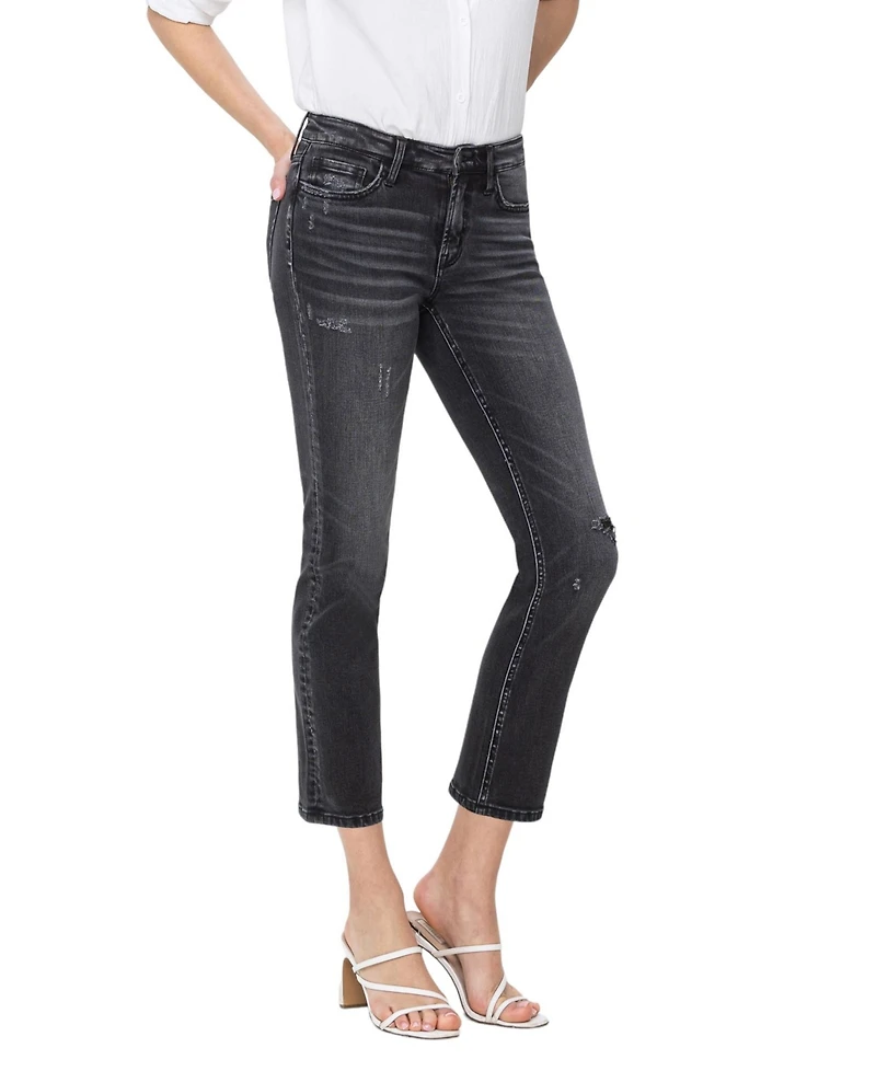 Flying Monkey Women's Mid Rise Slim Straight Jeans
