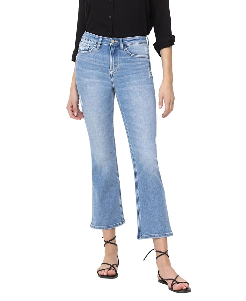 Flying Monkey Women's High Rise Cropped Flare Jeans