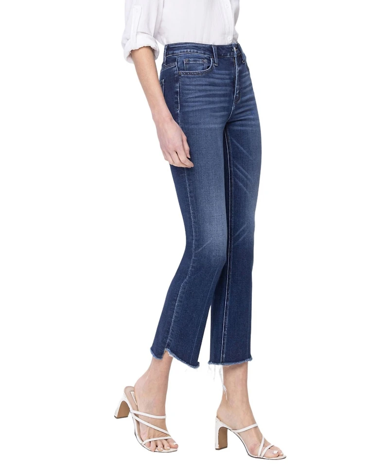 Vervet Women's High Rise Raw Step Hem Kick Flare Jeans