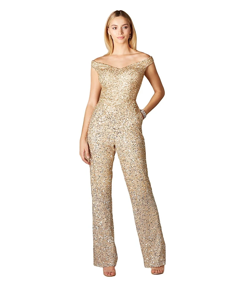 Women's Lara Beaded Bridal Off Shoulder Jumpsuit