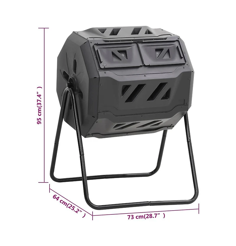 Garden Compost Bin Black 28.7"x25.2"x37.4" 42.3 gal