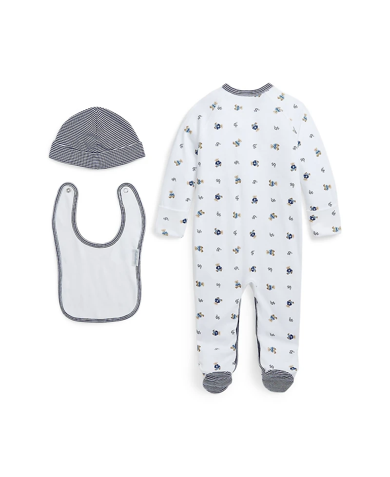 Polo Ralph Lauren Baby Boys Bear Cotton 3 Piece Gift Set