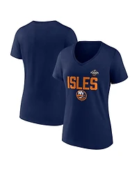 Women's Fanatics Navy New York Islanders 2024 Nhl Stadium Series Logo V-Neck T-shirt