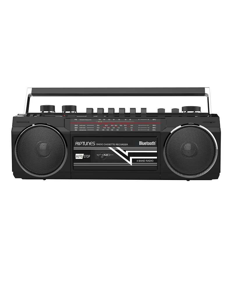 Riptunes Retro Am/Fm/Sw Radio + Cassette Boombox with Bluetooth and Usb/Sdhc Playback
