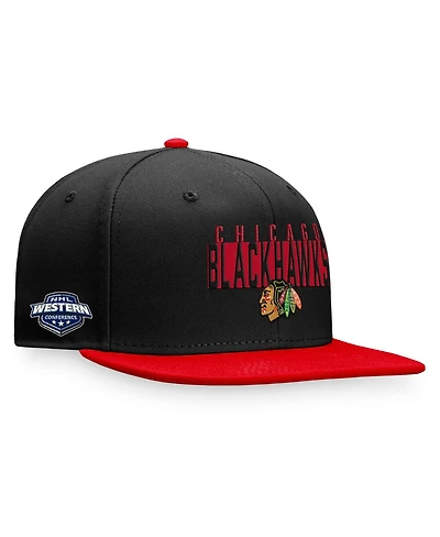 Men's Fanatics Black, Red Chicago Blackhawks Fundamental Colorblocked Snapback Hat