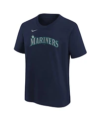 Big Boys Nike Jarred Kelenic Navy Seattle Mariners Player Name and Number T-shirt