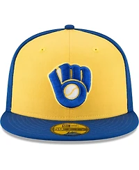 Men's New Era Yellow Milwaukee Brewers Cooperstown Collection Wool 59FIFTY Fitted Hat