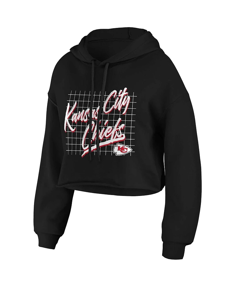 Women's Wear by Erin Andrews Black Kansas City Chiefs Domestic Cropped Pullover Hoodie