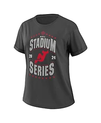 Women's Wear by Erin Andrews Charcoal New Jersey Devils 2024 Nhl Stadium Series Boyfriend T-shirt