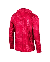 Men's Colosseum Scarlet Ohio State Buckeyes Palms Printed Lightweight Quarter-Zip Hooded Top