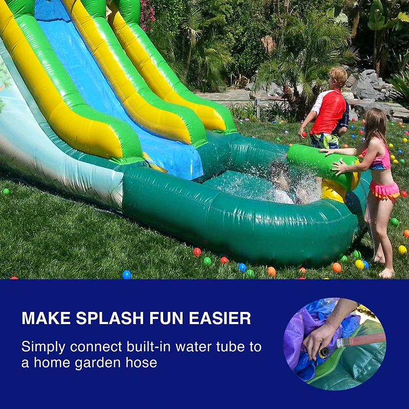 HeroKiddo 12 Safari Commercial Grade Water Slide with Pool for Kids and Adults (with Blower), Water Cannon, Wet Dry Use, Outdoor Indoor, Big Inflatabl