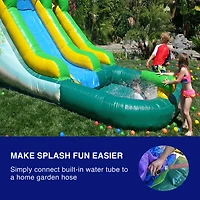 HeroKiddo 12 Safari Commercial Grade Water Slide with Pool for Kids and Adults (with Blower), Water Cannon, Wet Dry Use, Outdoor Indoor, Big Inflatabl