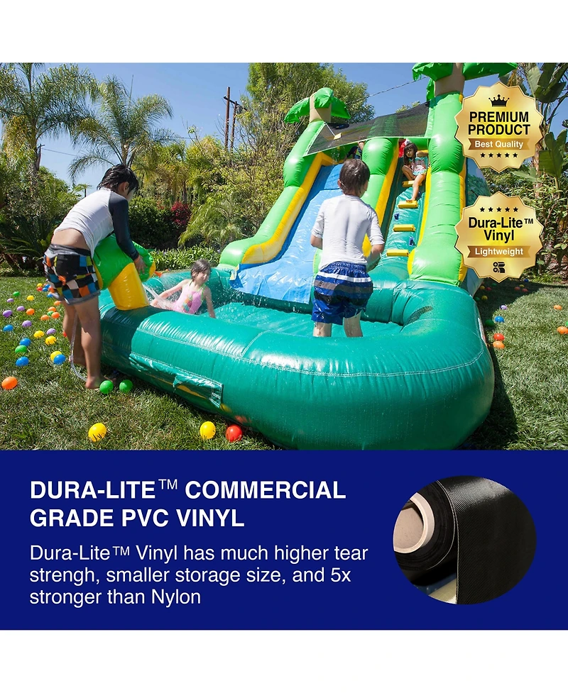 HeroKiddo 12 Safari Commercial Grade Water Slide with Pool for Kids and Adults (with Blower), Water Cannon, Wet Dry Use, Outdoor Indoor, Big Inflatabl