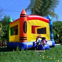 HeroKiddo Crayon Inflatable Bounce House Backyard Party Moonwalk Size 13'x13' (with Air Blower), Commercial Grade Pvc Vinyl, for Kids and Adults, Outd