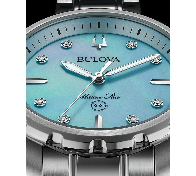 Bulova Women's Marine Star Diamond Accent Stainless Steel Bracelet Watch 36mm